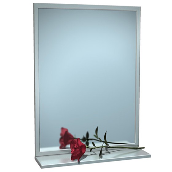 STAINLESS STEEL ANGLE FRAME MIRROR WITH SHELF
